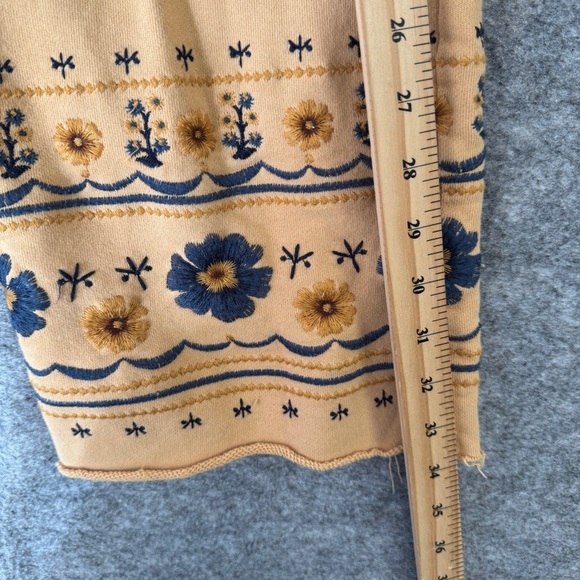 Driftwood Tan Floral Embroidered Lounge Pants | Boho Cotton Size Small - Picture 9 of 16